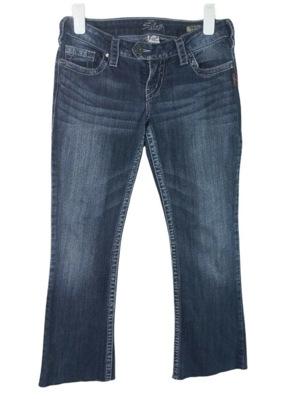 Silver Jeans Tuesday Low Rise Bootcut Denim Jeans Womens 32x27 Blue Raw Hem Y2K